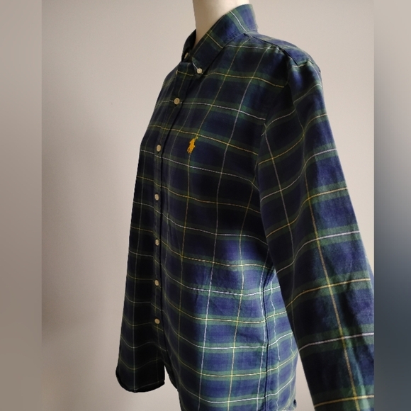 Ralph Lauren Oxford Cloth Preppy Button Down Shirt Blue Plaid Classic Size Med - Picture 6 of 12